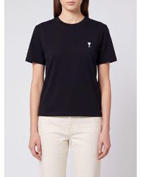 Ami Paris - Slim Fit Cotton T-Shirt With Contrast Ami De Coeur Logo - Lyst