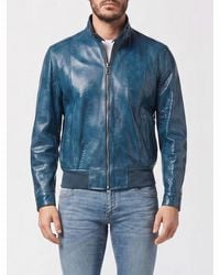 Billionaire - Snakeskin Leather Bomber Jacket With High Collar And Zip Closure - Lyst