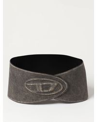 DIESEL - B-berny Belt In Cracklè Leather With Logo - Lyst