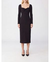 Roland Mouret - Crêpe Midi Sheath Dress With Square Neckline - Lyst