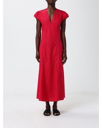 Twinset - A-Line Stretch Cotton Midi Dress With V-Neck And Short Sleeves - Lyst