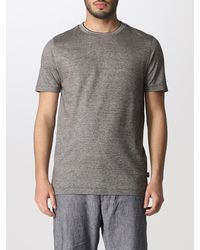BOSS - T-shirt basic in cotone e lino - Lyst