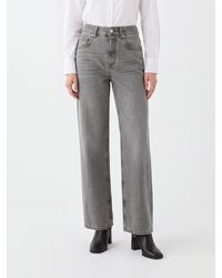 Brunello Cucinelli - High-Waisted Wide-Leg Jeans With Monili Detail - Lyst