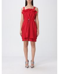 Fendi - Pleated Cotton Mini Dress - Lyst