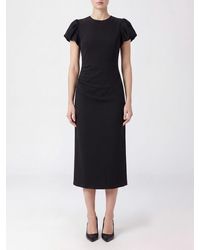 ROTATE BIRGER CHRISTENSEN - Short-Sleeved Crêpe Midi Sheath Dress With Back Slit - Lyst