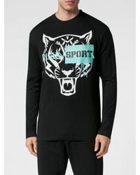 Philipp Plein - Slim Fit Long-Sleeved Cotton T-Shirt With Graphic Print - Lyst