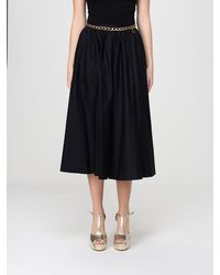 Elisabetta Franchi - Cotton Midi Skirt With Chain - Lyst