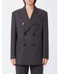 Ami Paris - Double-Breasted Pinstripe Wool Blazer With Peak Lapels - Lyst