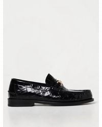 Versace - Croc Print Brushed Leather Loafers - Lyst