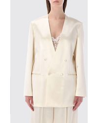Alberta Ferretti - Double-Breasted Satin Blazer - Lyst