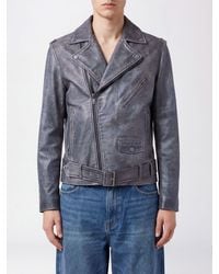 Golden Goose - Distressed-Effect Cowhide Leather Biker Jacket - Lyst