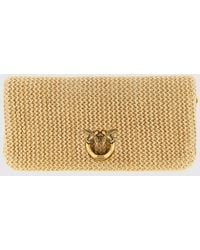 Pinko - Love Bag Click Soft Horizontal Classic Raffia Clutch - Lyst