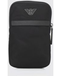 Emporio Armani - Eagle Monogram Nylon Crossbody Bag With Zip - Lyst