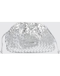 La Carrie - Woven Leather Mini Bucket Bag With Drawstring Closure - Lyst