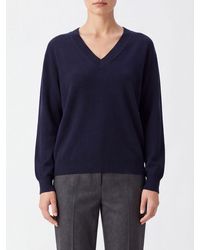 Malo - Pure Cashmere V-Neck Jumper With Dropped Shoulders And Ribbed Trims - Lyst
