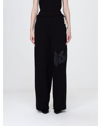 DISCLAIMER - High-Waisted Wide-Leg Cotton Jogging Trousers With Logo - Lyst