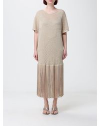 SIMONA CORSELLINI - Crochet Midi Dress With Fringes - Lyst
