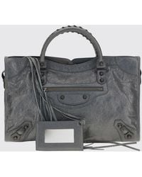 Balenciaga - Le City Medium Arena Lambskin Handbag With Studs And Mirror - Lyst