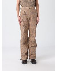 Ganni - Organic Cotton Cargo Trousers With Animal Print - Lyst