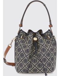 Tory Burch - T Monogram Mini Jacquard-Canvas-Beuteltasche Mit Kordelzug - Lyst