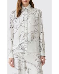 Fabiana Filippi - Long-Sleeved Floral Print Silk Shirt With French Collar - Lyst