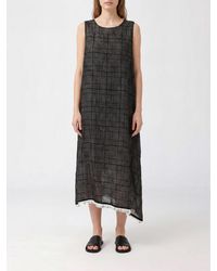 Y's Yohji Yamamoto - Asymmetrical Check Cotton And Linen-Blend Midi Tunic With Off-Shoulder Design - Lyst