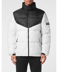 Philipp Plein - Short Quilted Technical Fabric Puffer Jacket With High Neck - Lyst