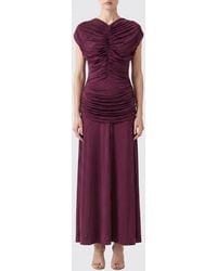 Self-Portrait - Draped V-Neck Jersey Maxi Dress - Lyst