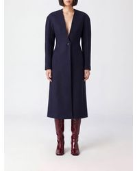 Maison Margiela - Single-Breasted Long Wool Coat With V-Neck - Lyst