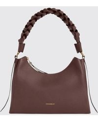 Coccinelle - Boheme Small Grained Leather Shoulder Bag With Woven Handle - Lyst