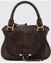 Chloé - Chlo&Eacute Marcie Python-Print Calfskin Leather Handbag With Shoulder Strap - Lyst