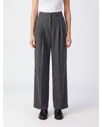 PT Torino - High-Waisted Prince Of Wales Wool Blend Palazzo Trousers - Lyst