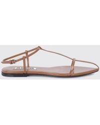 Jil Sander - Cage Lambskin Leather Low-Heeled Sandals With Ankle Strap - Lyst