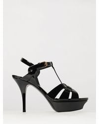 Saint Laurent - Tribute Patent Leather High Heel Platform Sandals - Lyst