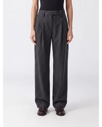 Brunello Cucinelli - High-Waisted Pleated Wool Wide-Leg Trousers With Monili - Lyst