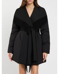 Twinset - Knee-Length Padded Robe Jacket With Fringes And Belt - Lyst
