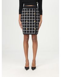 Elisabetta Franchi - Minigonna nera en el logo de Jacquard Con Bottoni Dorati - Lyst