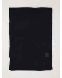 BOSS - Rectangular Wool And Cotton Scarf With Ribbed Edges And Logo - Lyst