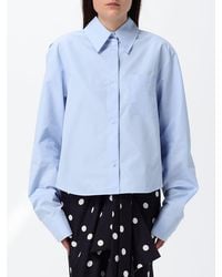 Sportmax - Pleated Relaxed Fit Cotton Shirt With Dropped Shoulders - Lyst