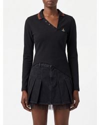 Vivienne Westwood - Asymmetrical Long-Sleeved Cotton Polo With Orb Logo - Lyst