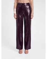 Alberta Ferretti - High-Waisted Palazzo Trousers With Rhinestone Details - Lyst