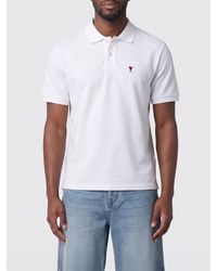 Ami Paris - Logo Cotton Polo Shirt - Lyst