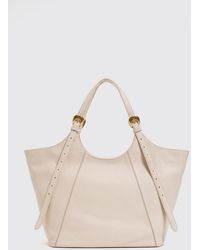 Twinset - Flared Grained Leather Shoulder Bag With Double Adjustable Handle - Lyst