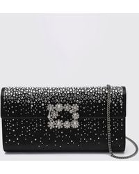 Roger Vivier - Satin Clutch With Jewel Buckle And Crystals - Lyst
