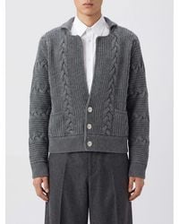 Versace - Merino Wool V-Neck Cardigan With Front Patch Pockets - Lyst