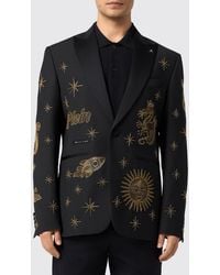 Philipp Plein - Zodiaco Single-Breasted Wool Blazer With Crystal And Bead Embroidery - Lyst