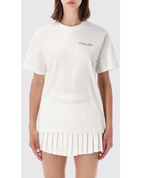 Sporty & Rich - Sporty &Amp Rich Striped Cotton T-Shirt With Crew Neck And Back Logo - Lyst