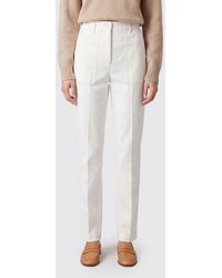 Aspesi - High-Waisted Tapered Straight Cotton Trousers - Lyst
