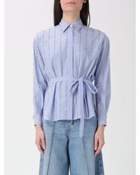 Pinko - Cotton Shirt With Rhinestones - Lyst
