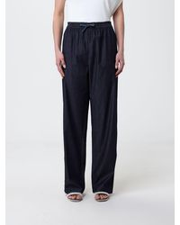 Emporio Armani - Stretch Cotton Wide-Leg Trousers - Lyst